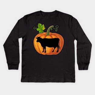 Cow in pumpkin Kids Long Sleeve T-Shirt